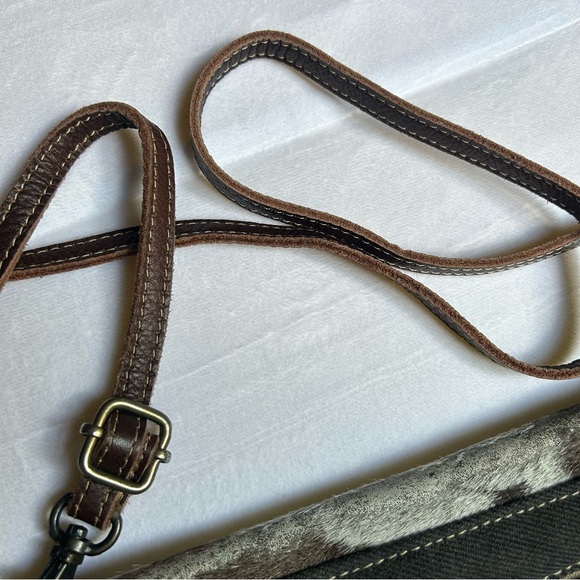 Myra Bag Crossbody | Cowhide & Canvas Southwestern Flap Bag - Picture 9 of 12